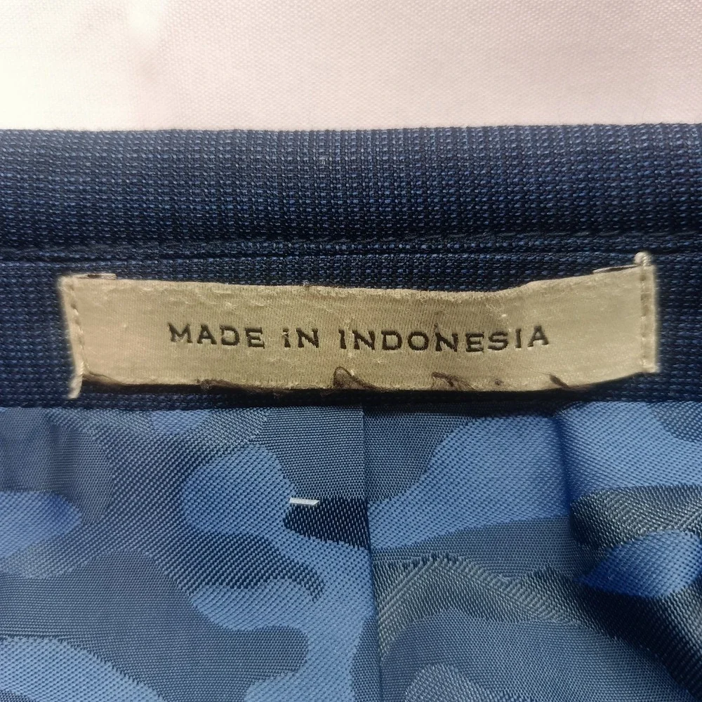 Joseph Abboud‎ JOE Navy Camo Wool Super 120s Slim Fit Suit Coat 46L Pants 36x32